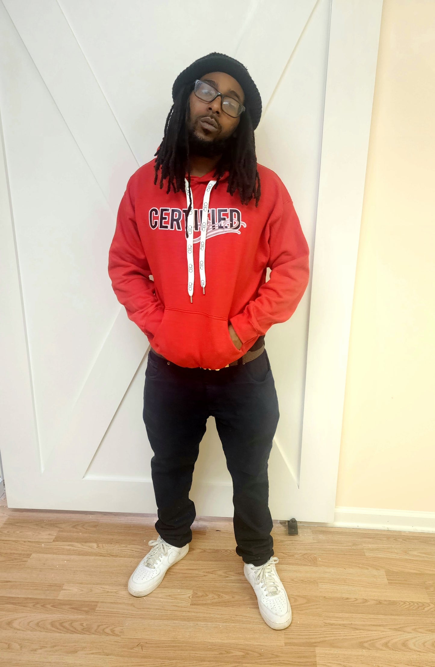 Certified CEO Clothing hoodie with custom drawstrings